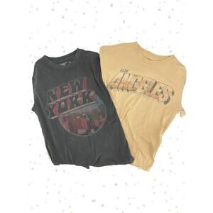 A&F Relaxed Fit Soft Tees Souvenir Travel Graphics New York Los Angeles 2 Pack L